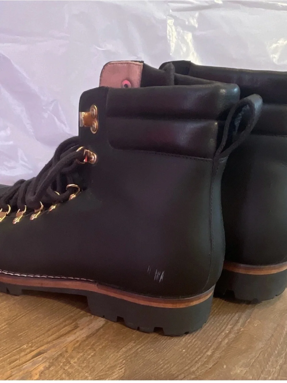 TAFT Viking Leather Boots Mens 11 Midnight Black Gold Handmade in Spain, Vibram